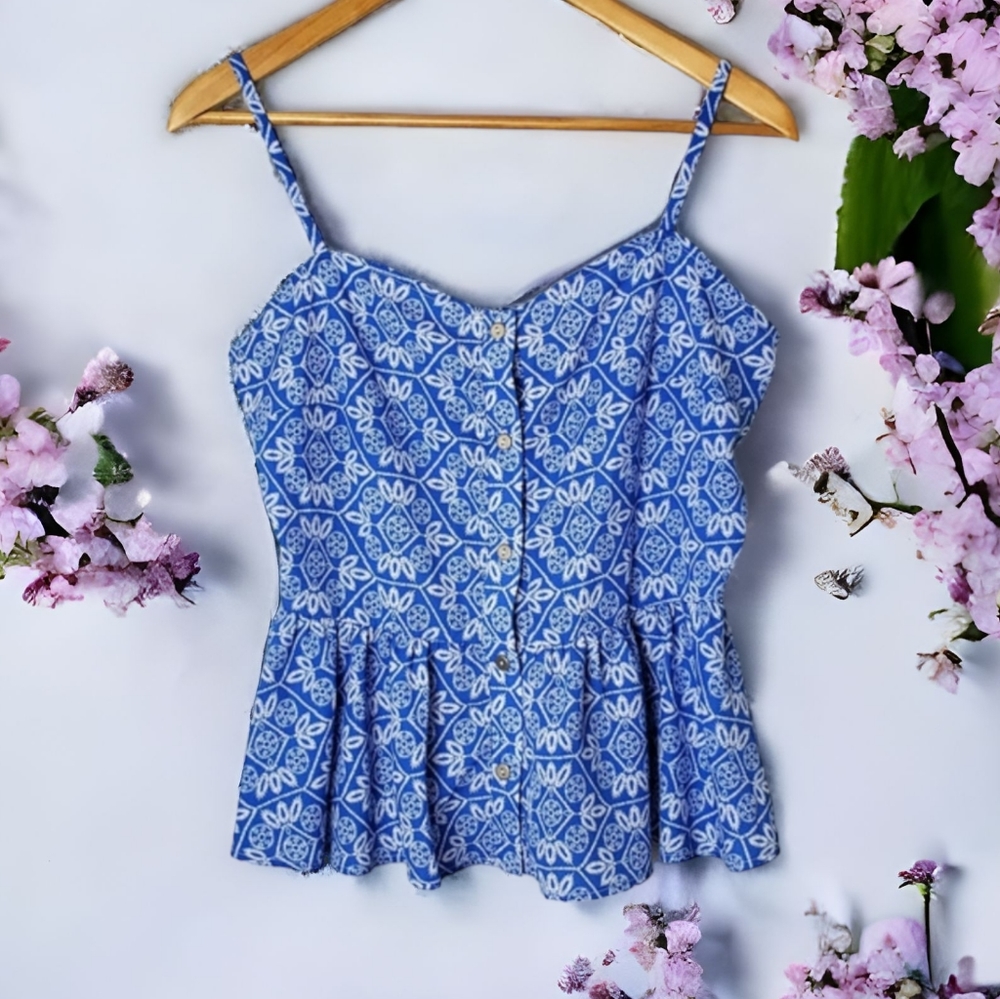 Blue and White peplum top